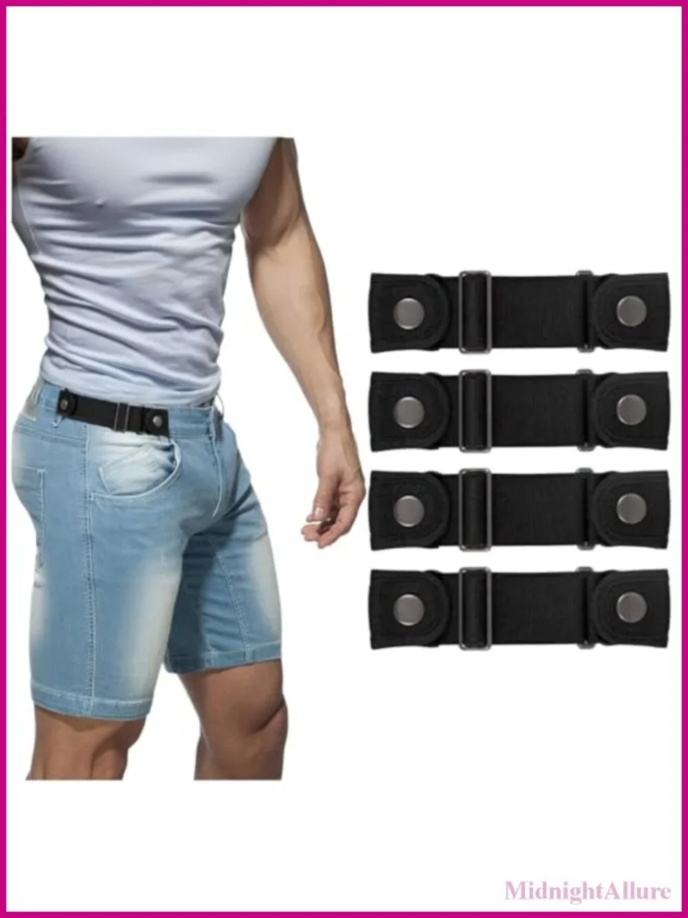 Buckleless Elastic Stretch Belt Adjustable Invisible Belt for Jeans Pants